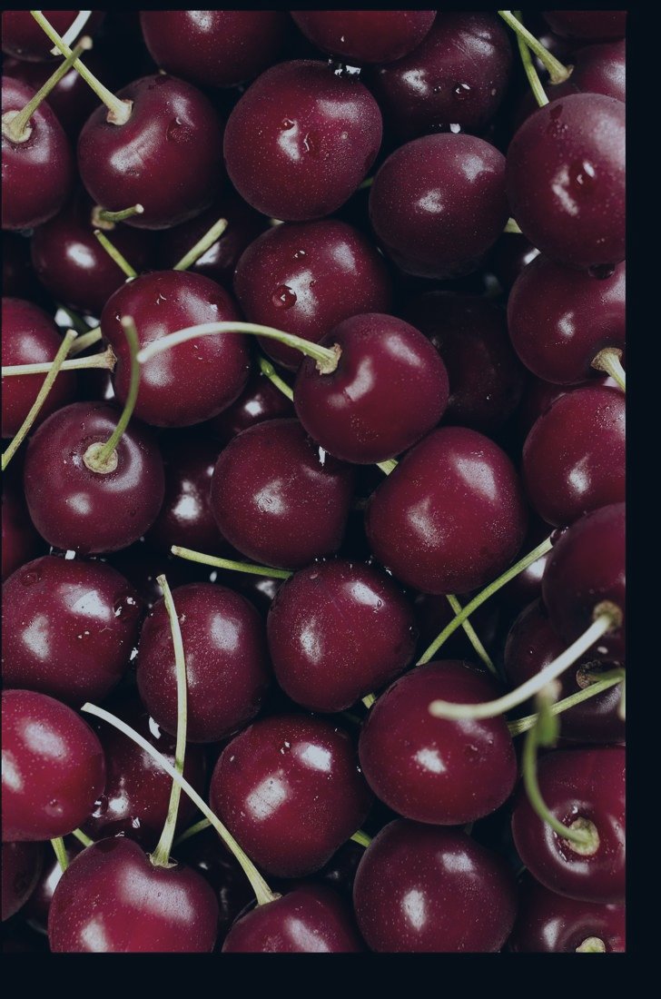 Cerezas para análisis de calidad de fruta